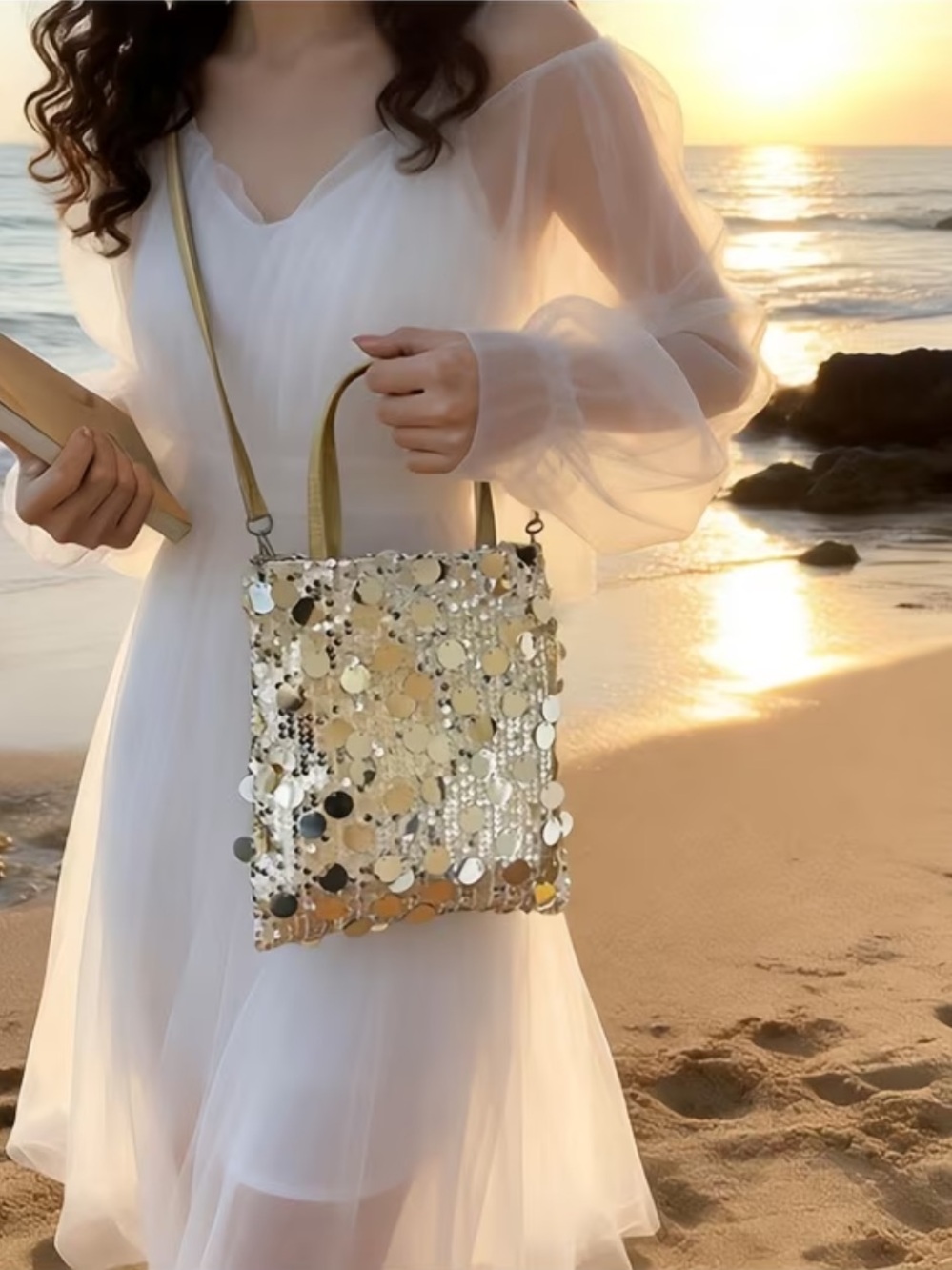 Affordable Fashion Finds Gold Sequin Shoulder Bag